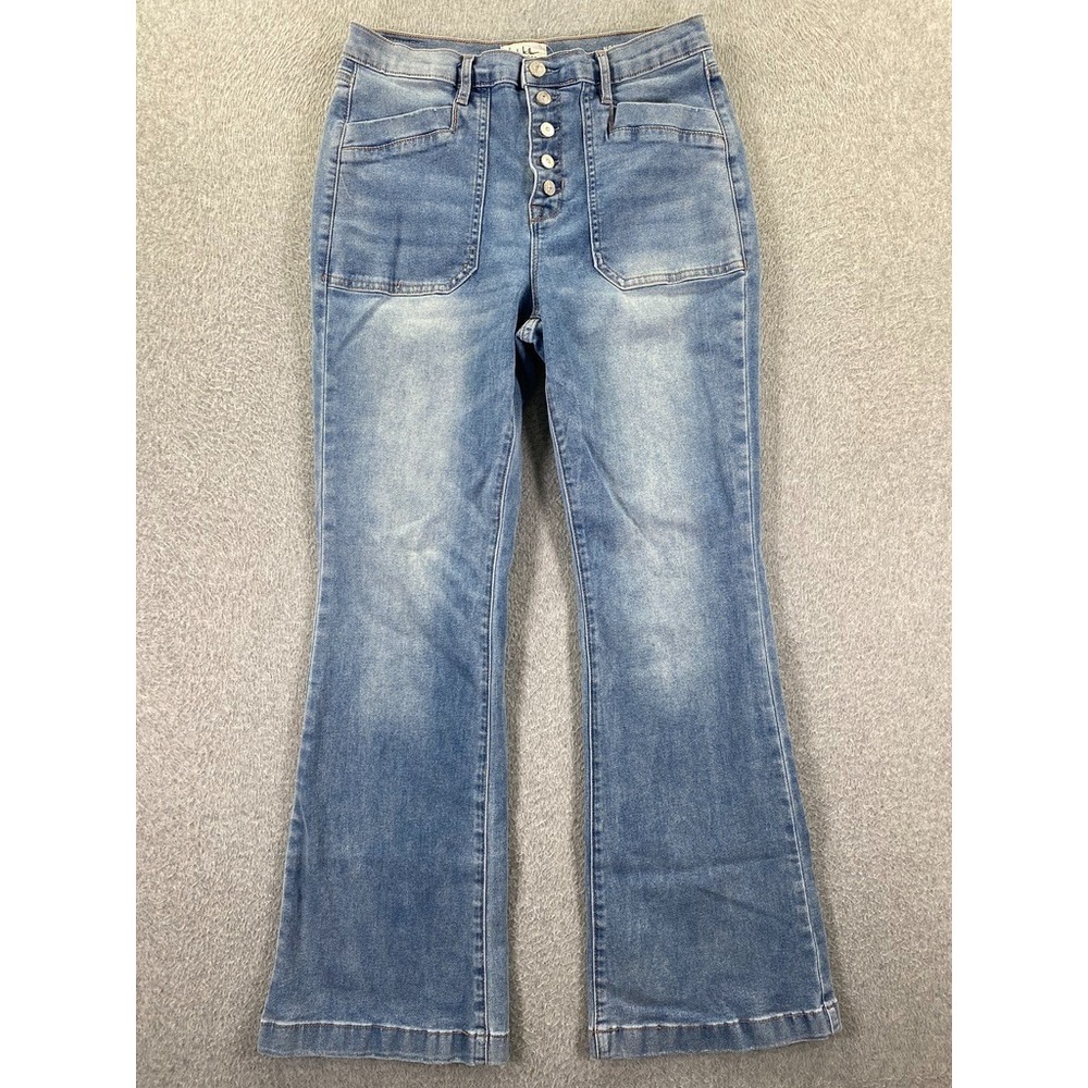 Nicole Miller New York Jeans Womens 8 Nomad Super High Rise Flare Light Wash